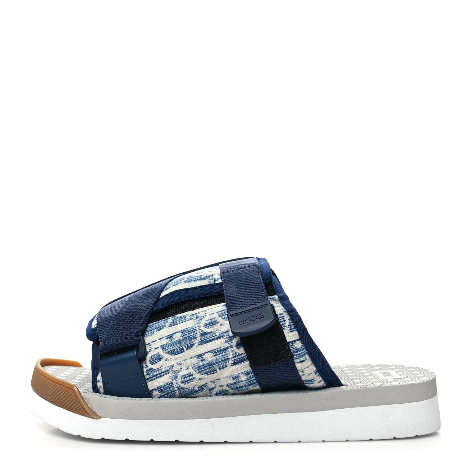 Christian Dior Oblique Jacquard Mens Alpha Sandals 41 Blue Denim