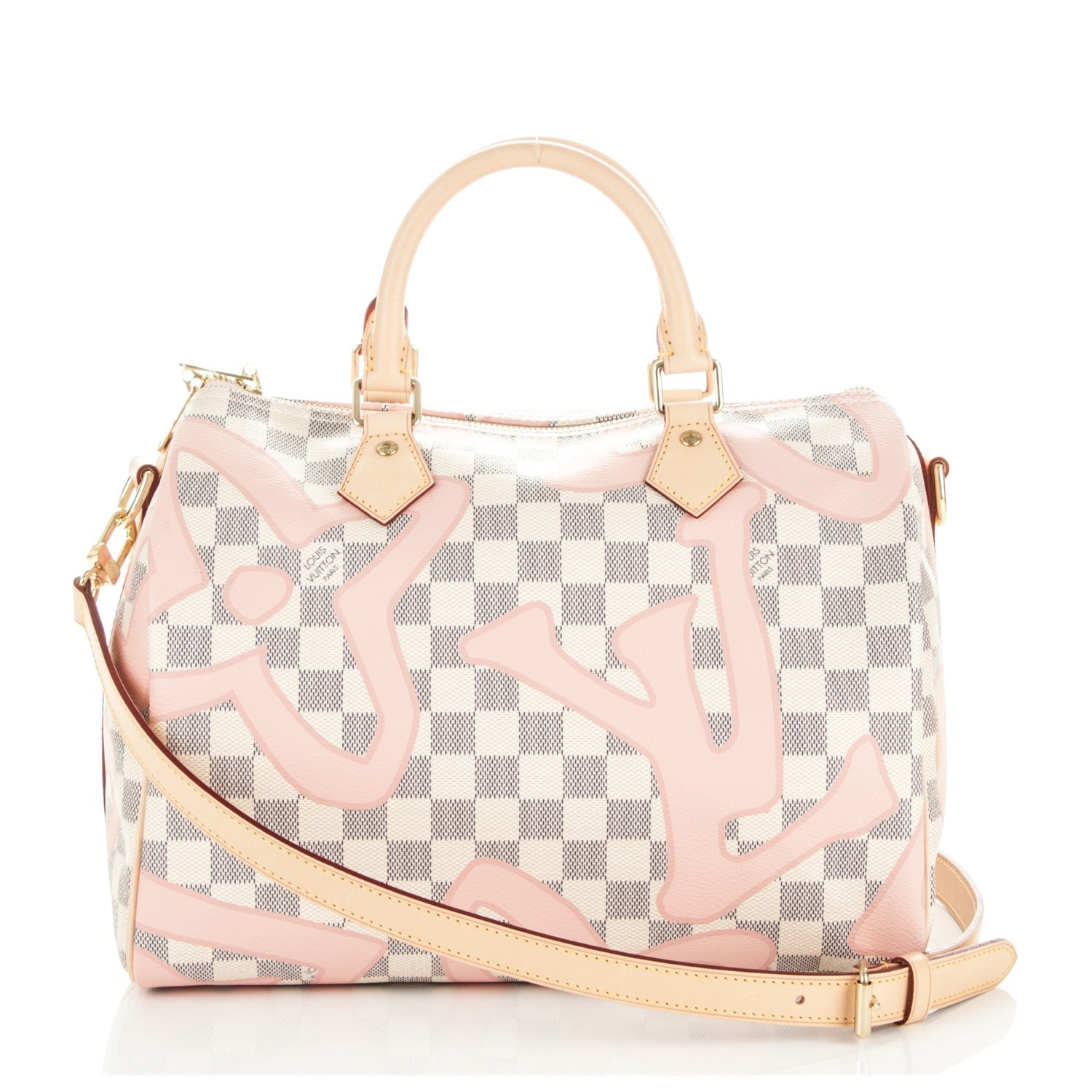 Louis Vuitton Damier Azur Tahitienne Speedy Bandouliere 30 Rose