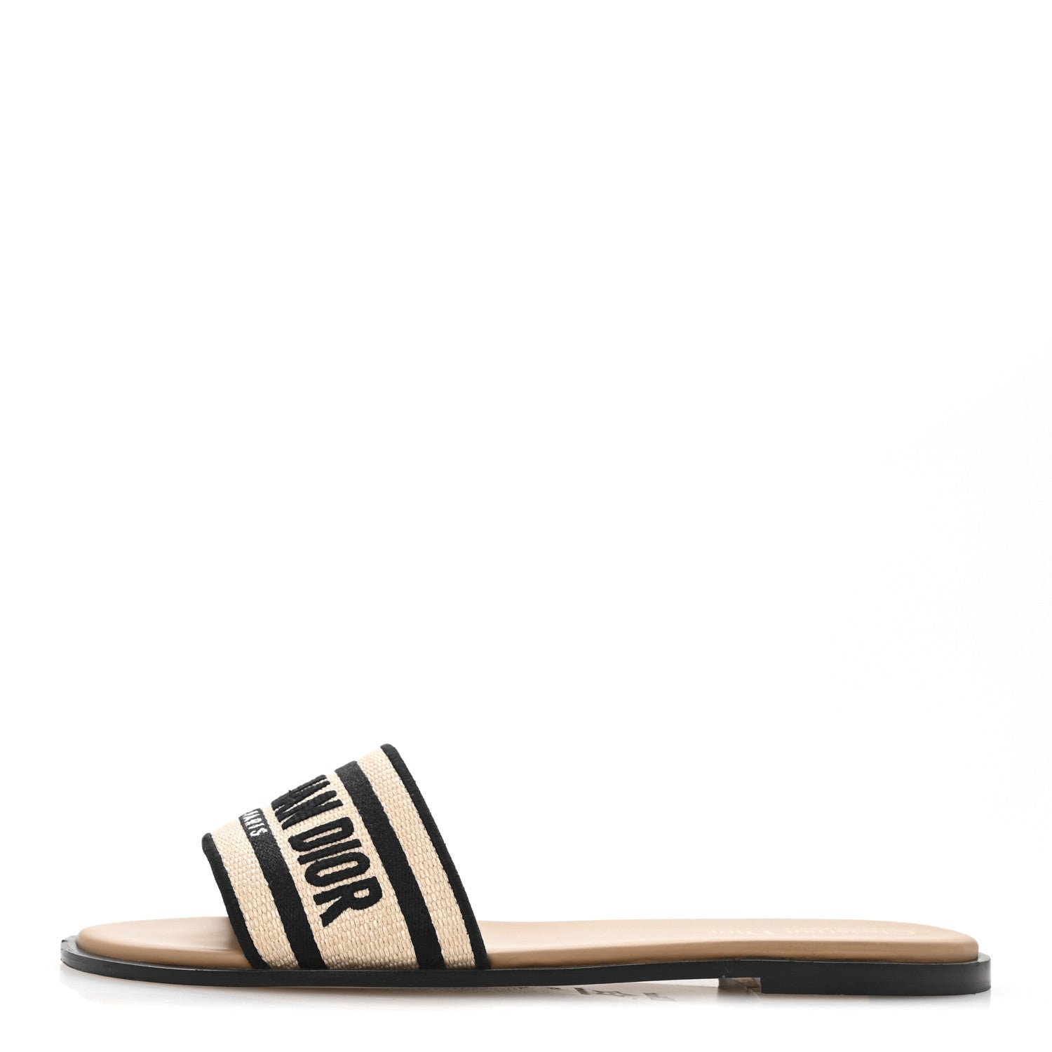 Christian Dior Straw Embroidered Dway Flat Slide Sandals 41