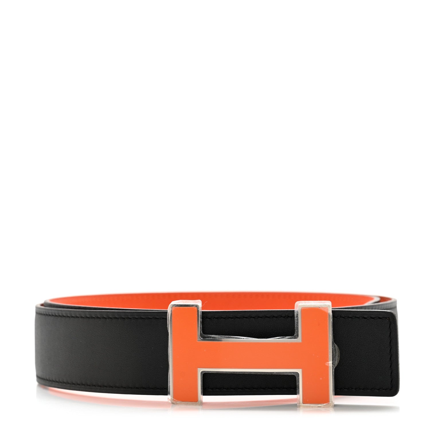 Hermes Swift Epsom 32mm Enamel Quizz H Belt 80 32 Black Orange