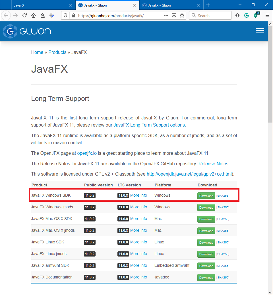 JavaFXのコンパイル・実行環境のインストール