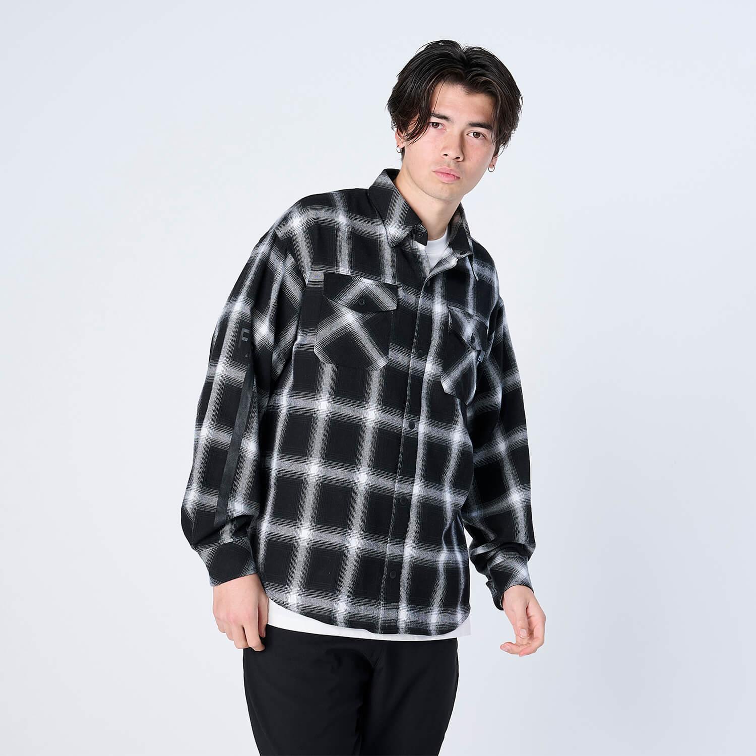 XNP-UK SHIRT（オンブレチェック シャツジャケット）BLACK - SHIRTS