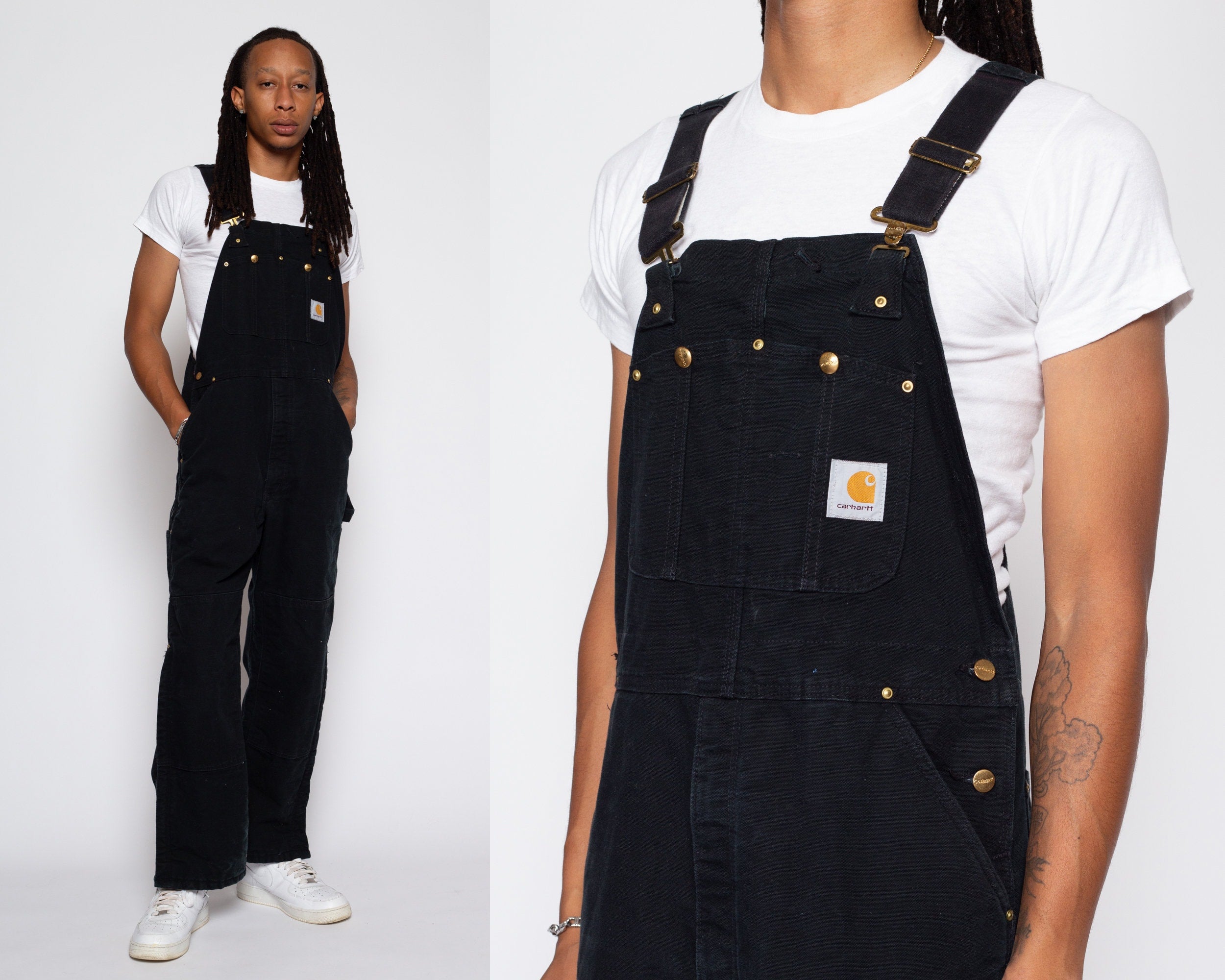 90s Carhartt Made In USA Black Insulated Overalls - 38x30 – Flying