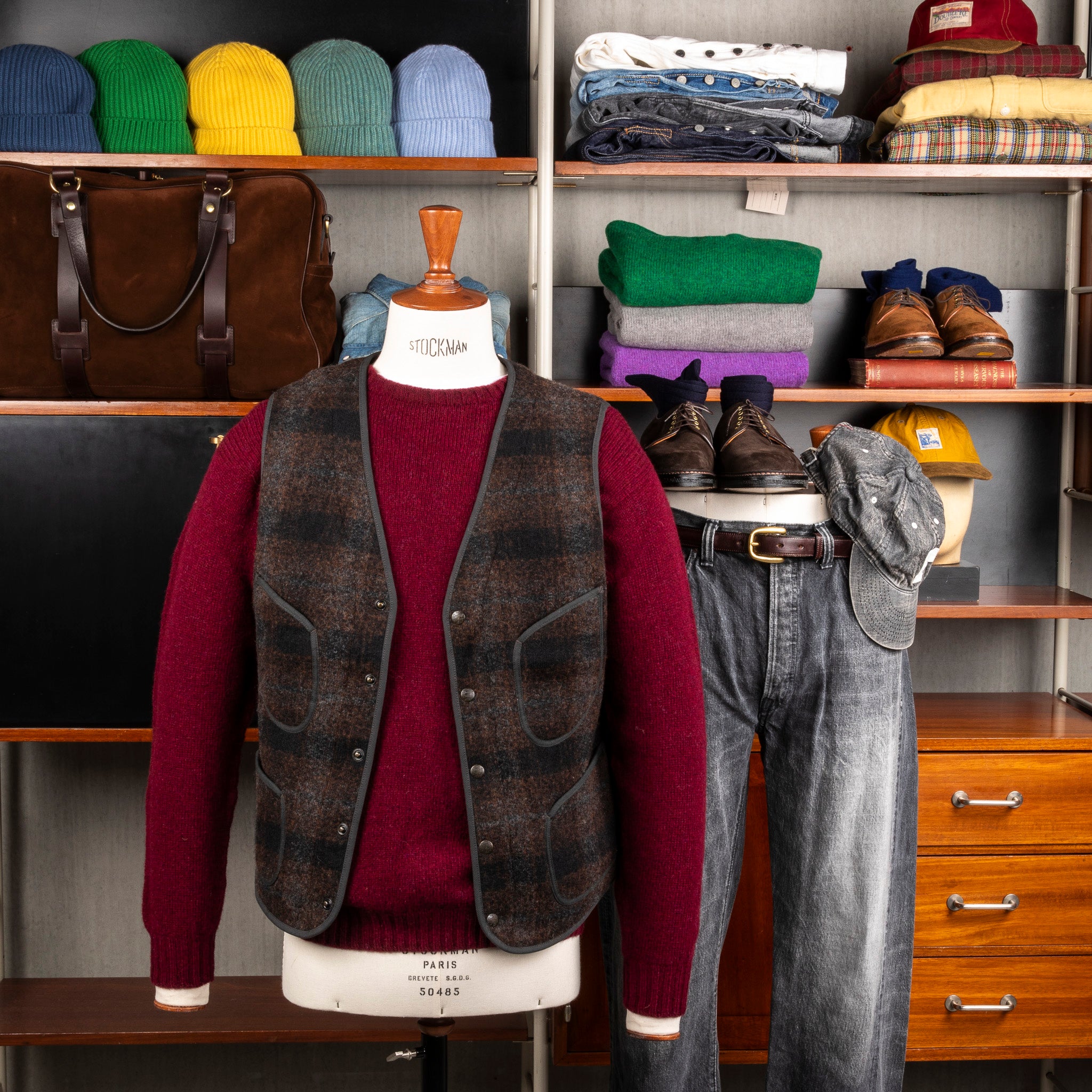 RRL Monroe Wool-Cotton Vest Brown Plaid – Frans Boone Store