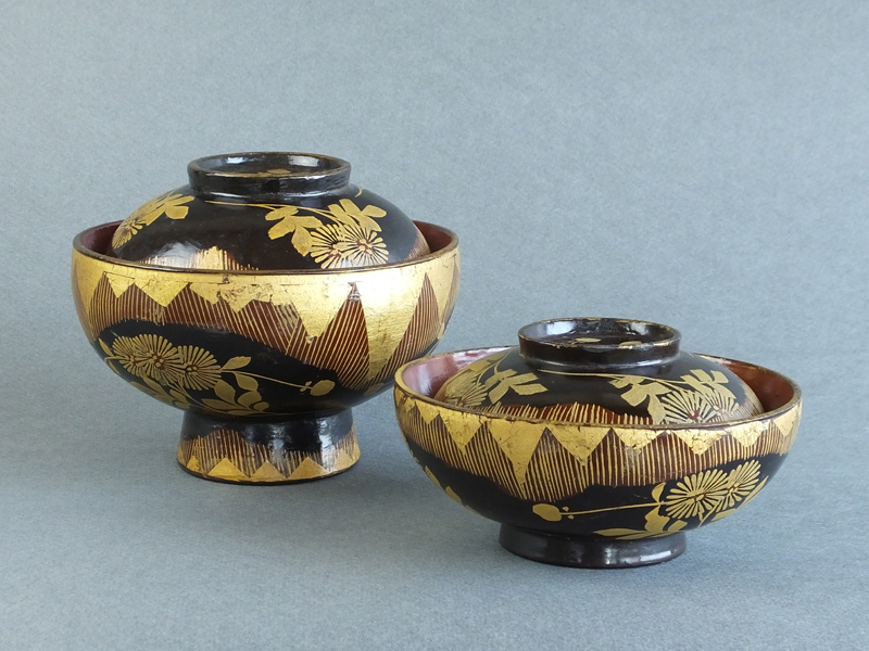 南部箔椀 五客 木製 美品 古童 - 南部箔椀 四つ組 その1 | 古美術品