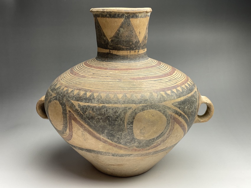 大彩陶 【中国彩陶双耳大壷 土器/出土品】紀元前五千年 【馬家文化