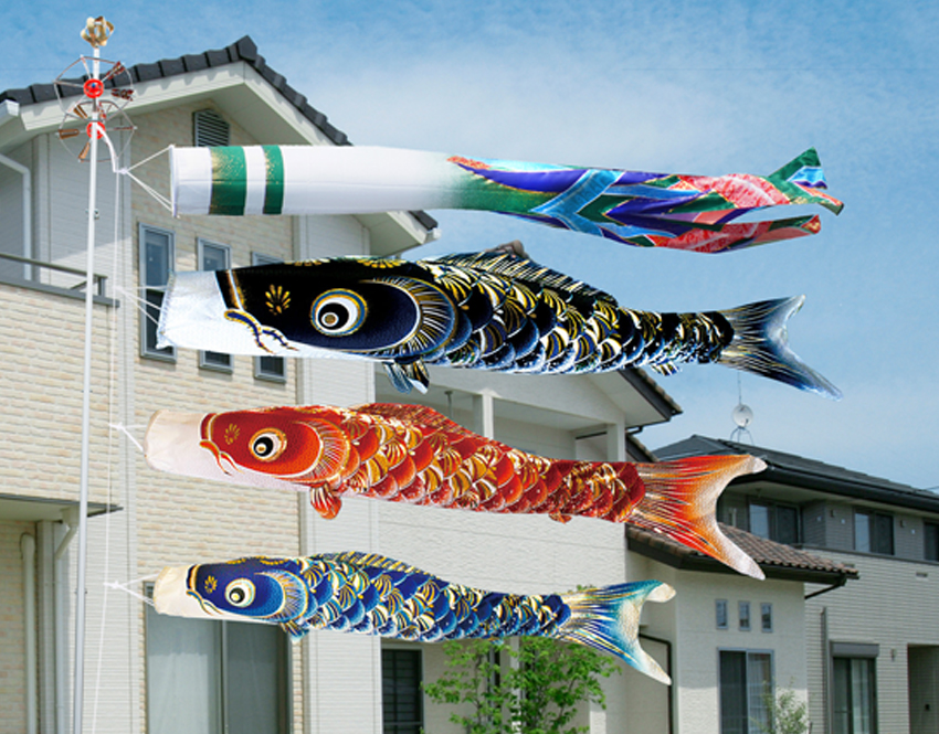 4m宝碧鯉のぼりポールスタンド付セット｜人形の伏見屋