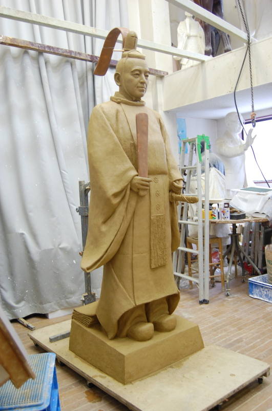 銅像制作／細川藤孝(幽斎)公、粘土原型完成【熊本県】【水前寺公園内