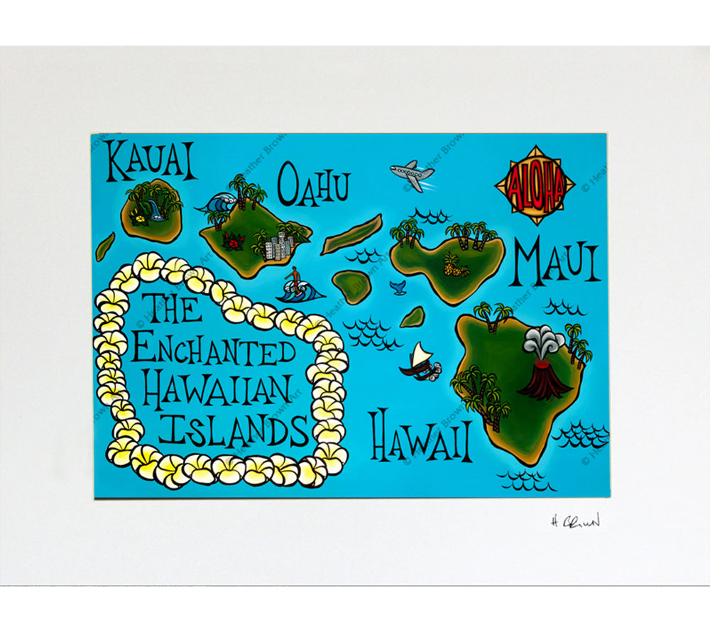 Hawai'i Islands - Matted Paper Print - Heather Brown Art