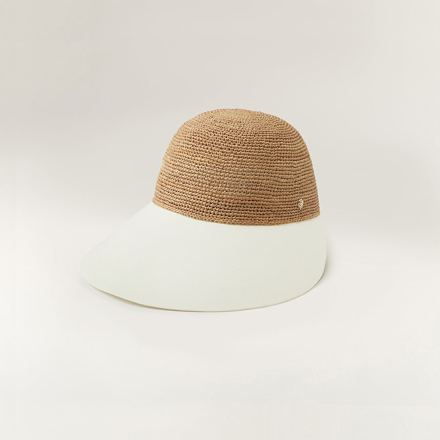 Shop Blaise Wide Peak Cap in Nougat/Off White | Helen Kaminski