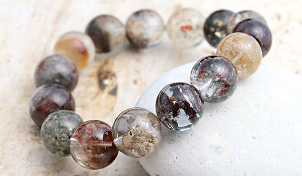 一点もの】大玉ブレス（ミックスガーデンクォーツ）13～14mm-004