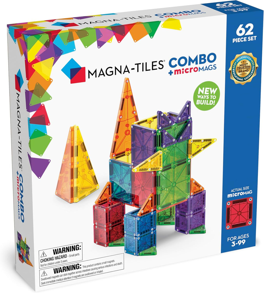 Magna Tiles Combo + microMAGS 62 Piece Set – HUZZAH! Toys