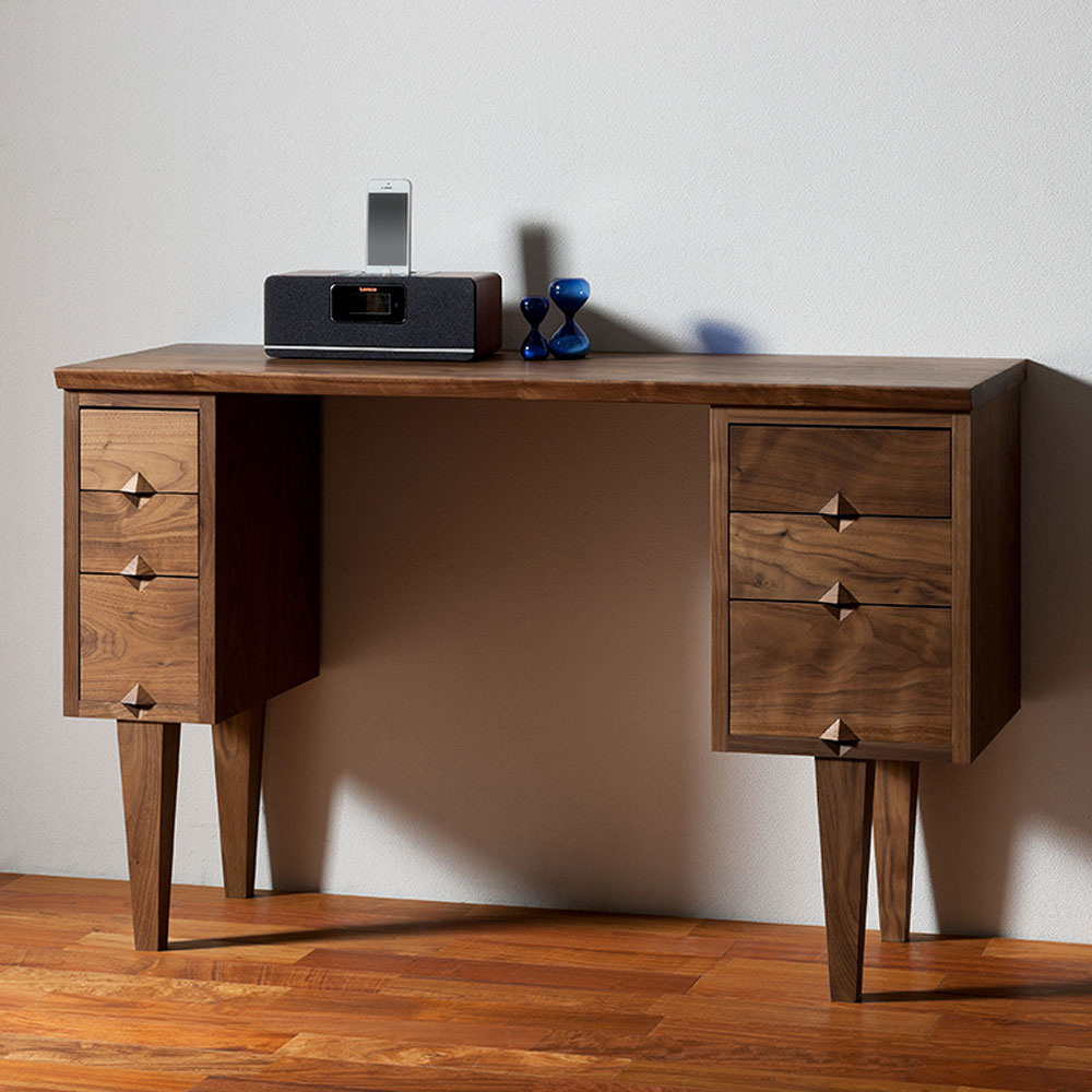 デスク「フラッグ」幅110cm Dタイプ ウォールナット材 天板仕様全2