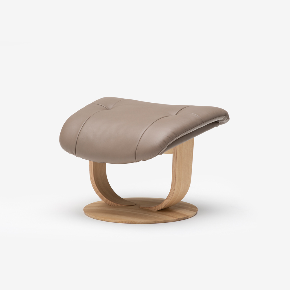 カリモク家具 オットマン「R307」半革 #X803 カーキ色 木部ピュア