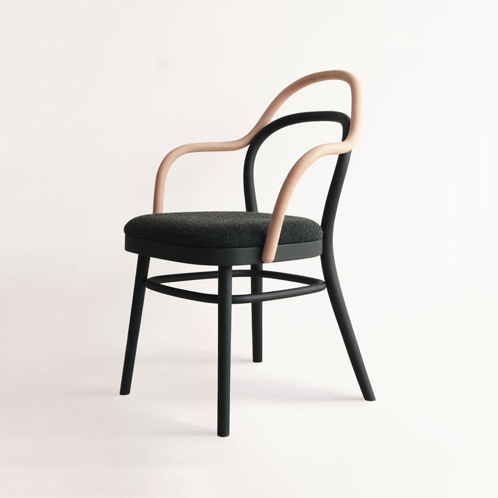 秋田木工 ダイニングチェア「magekko(まげっこ)」ブナ材 ブラック色/張