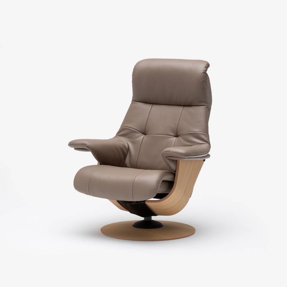 カリモク家具 リクライニングチェア「R307」半革#X803カーキ色 木部