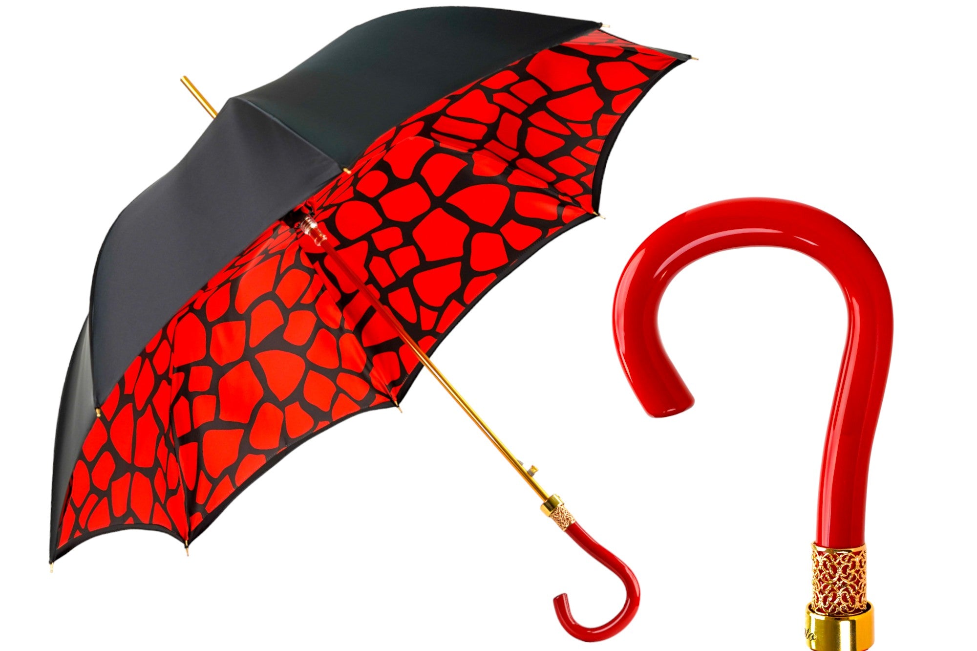 Stylish Black and Red Umbrella – ilMarchesato - Luxury Umbrellas
