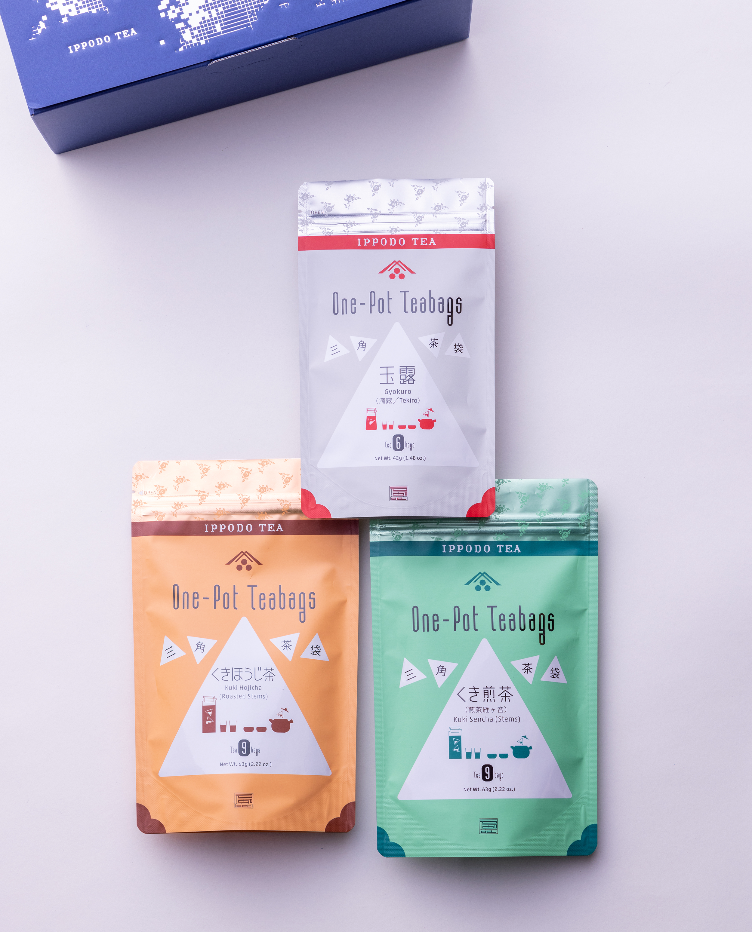 三角茶袋3種セット（玉露、くき煎茶、くきほうじ茶）≪包装・掛紙