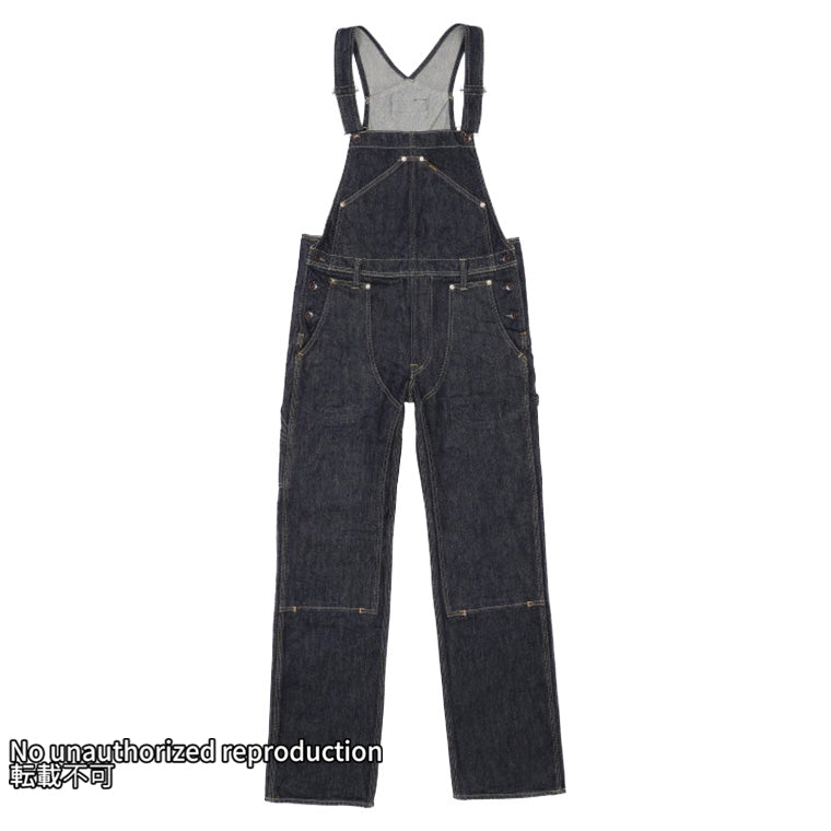 805】21ozセルビッチデニム ダブルニーオーバーオール／インディゴ