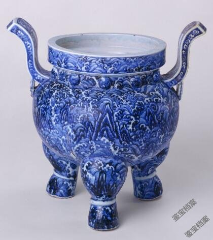 明永乐青花海水纹香炉档案-青花瓷-鉴宝档案
