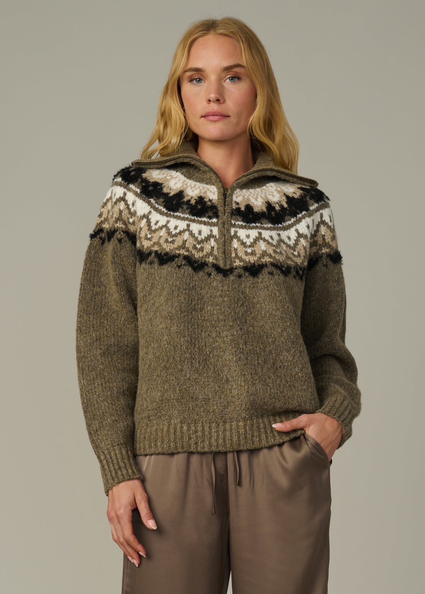 The Wells Fair Isle Sweater | Cozy Oversized Half-Zip Knit – Joe's