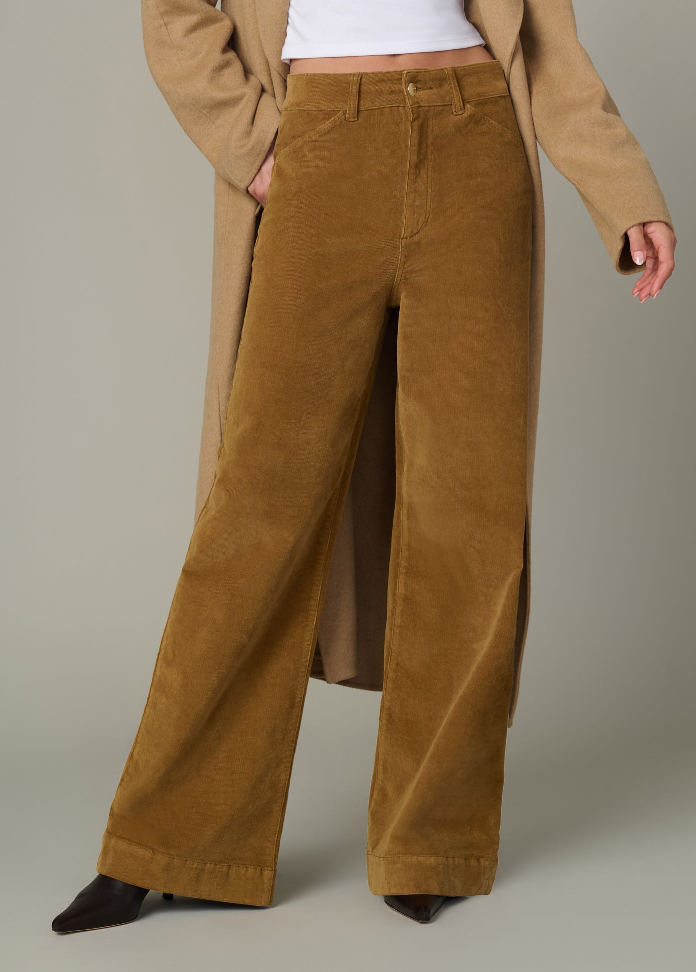 Mia Slant Pockets Corduroy Bronze Brown | Work Pants for Women