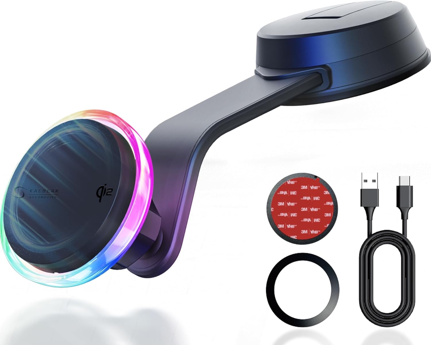 Qi2対応マグネット式車載スマホホルダー｜RGBイルミ搭載15W急速充電