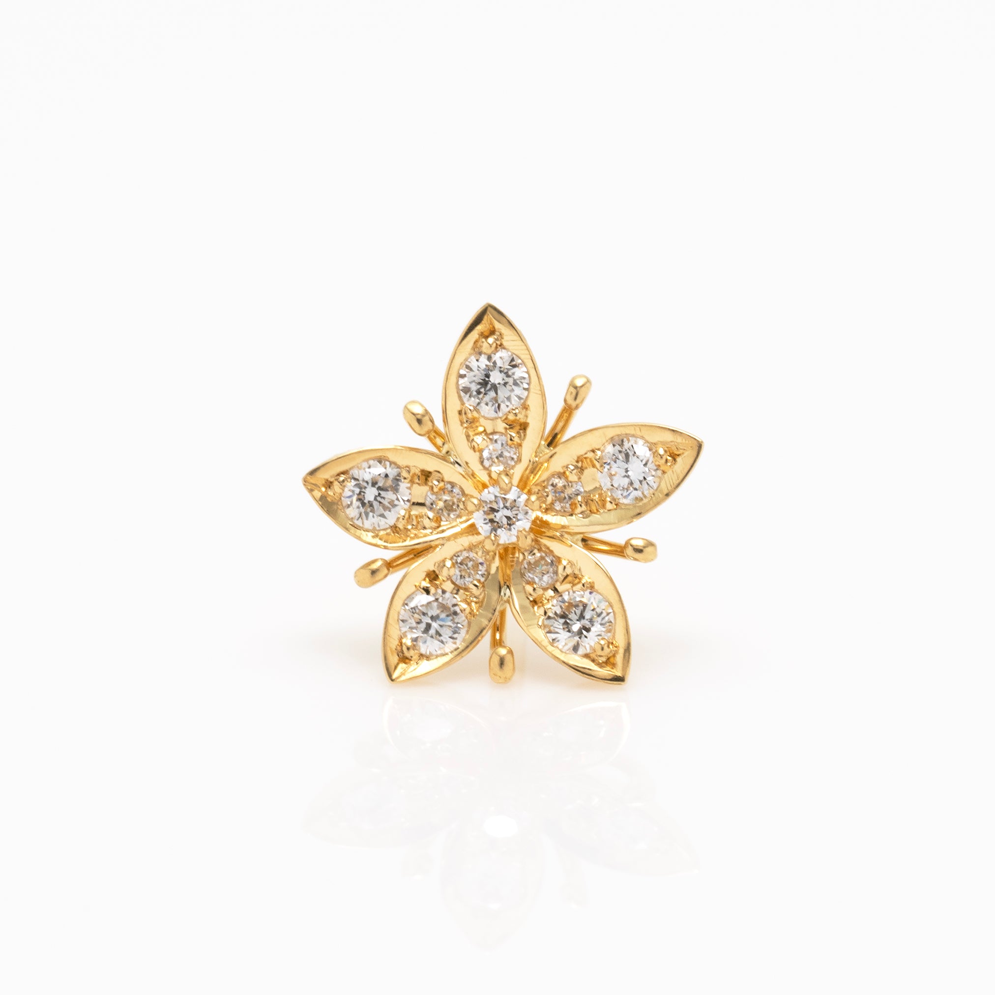 Mioya ！K18 豪華 ダイヤモンド 花びらモチーフ ブローチ Mioya ！K18
