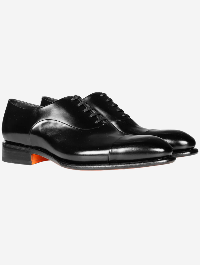 Santoni Oxford Toe Cap Shoe Black | Stylish Men's Formal Footwear