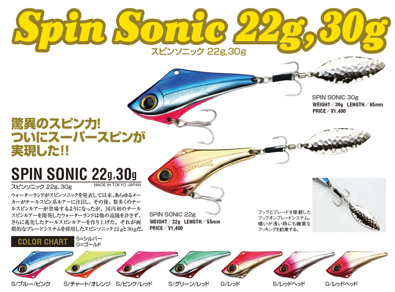 Water Land Spin Sonic スピンソニック 22g 30g 商品説明