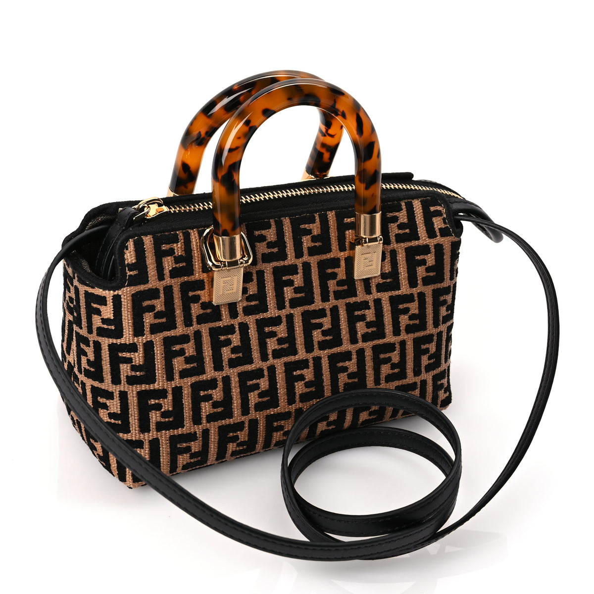 Fendi Raffia Chenille Vitello King Plexiglass Micro FF Mini By The
