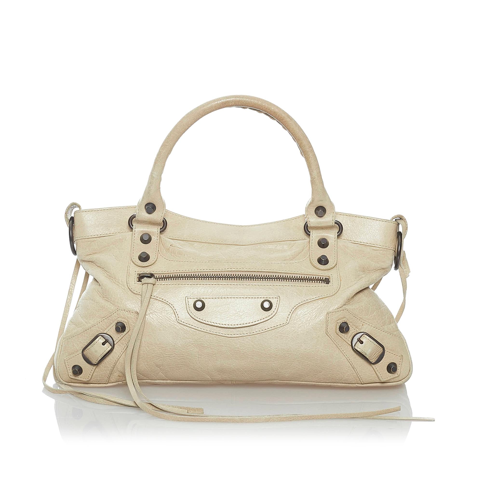 Balenciaga Motocross Classic First Lambskin Leather Satchel (SHG-30598