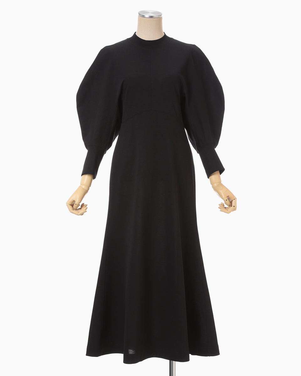 Cotton Jersey Flare Dress - black - Mame Kurogouchi