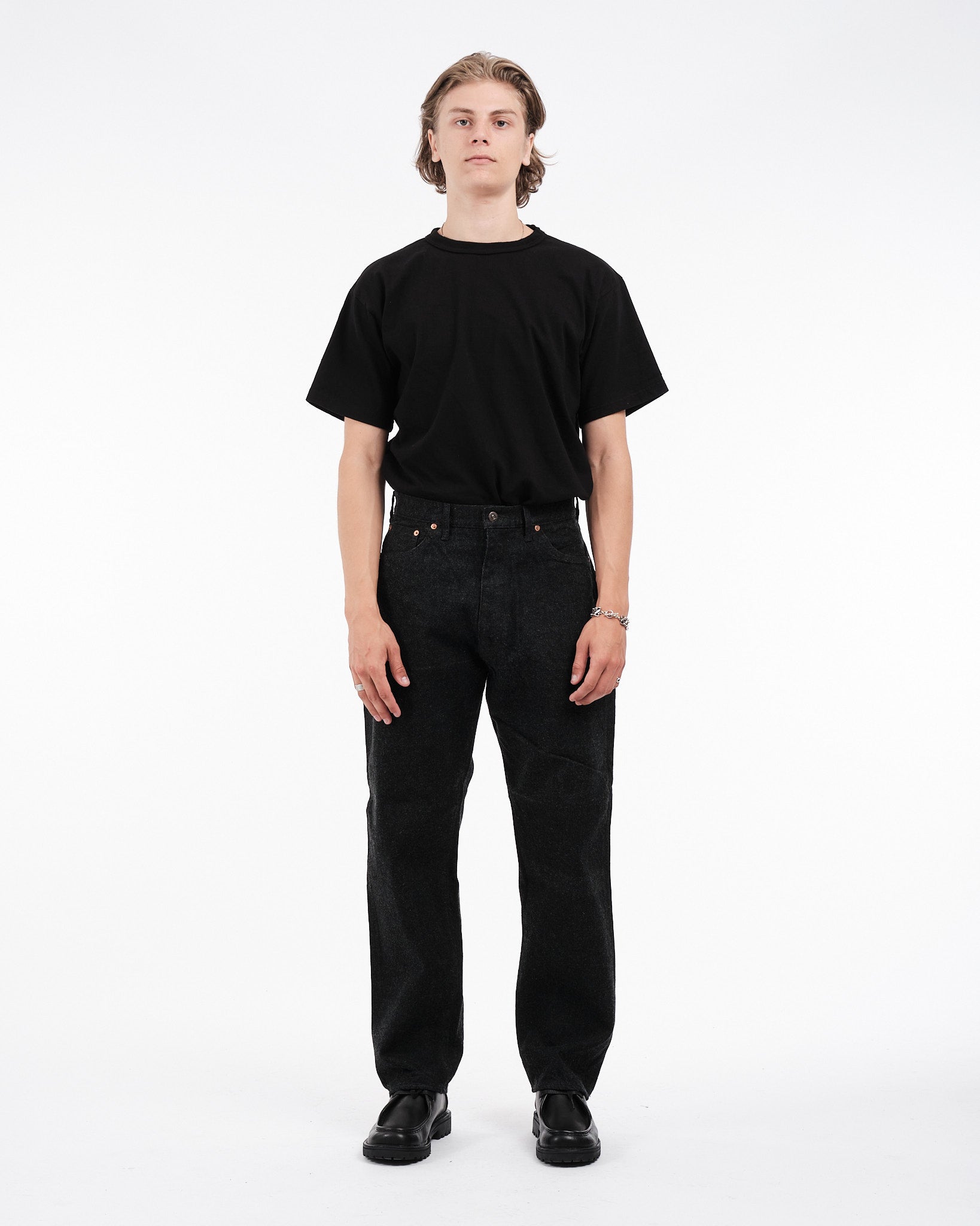 5P Zipper Front Denim Pants Black One Wash by Kaptain Sunshine