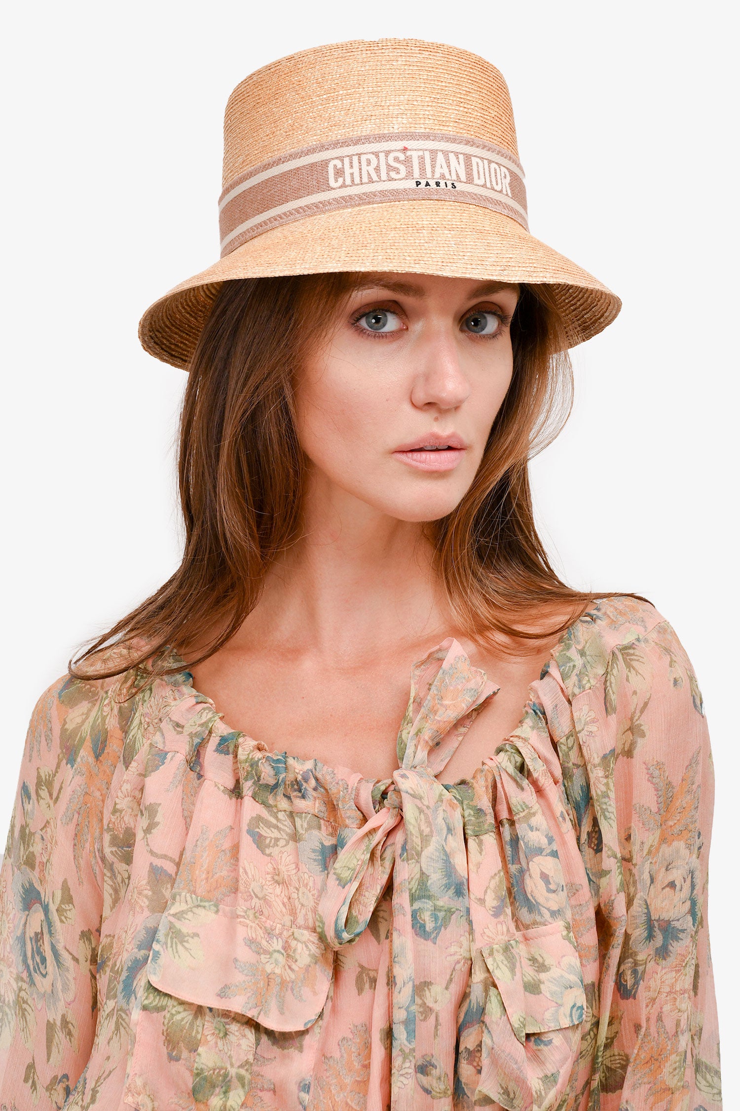 Christian Dior Pink Logo Straw Brim Sun Hat – Mine & Yours