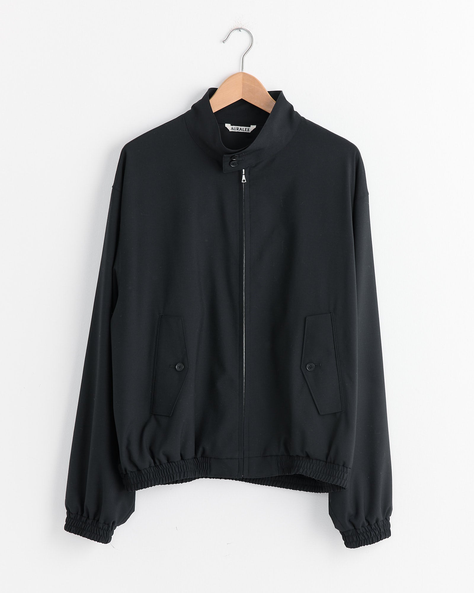 Tropical Wool Zip Blouson in Black