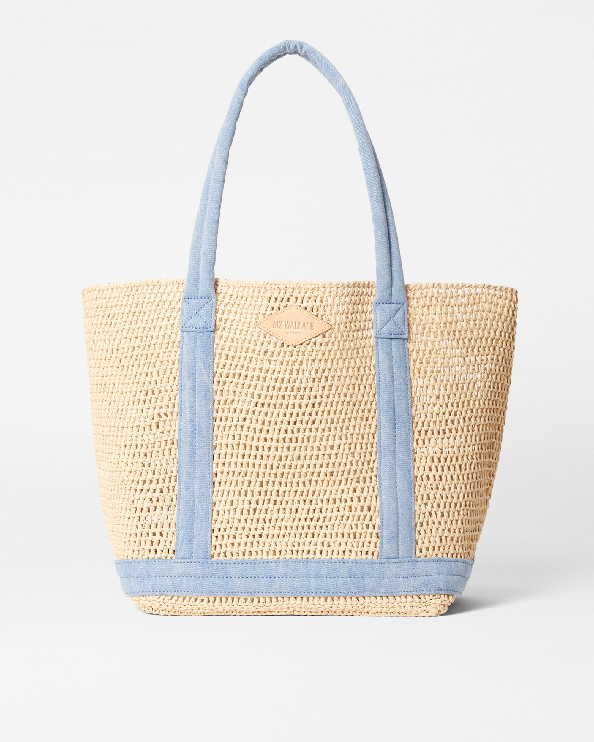 Crochet/Light Denim Medium Crochet Tote