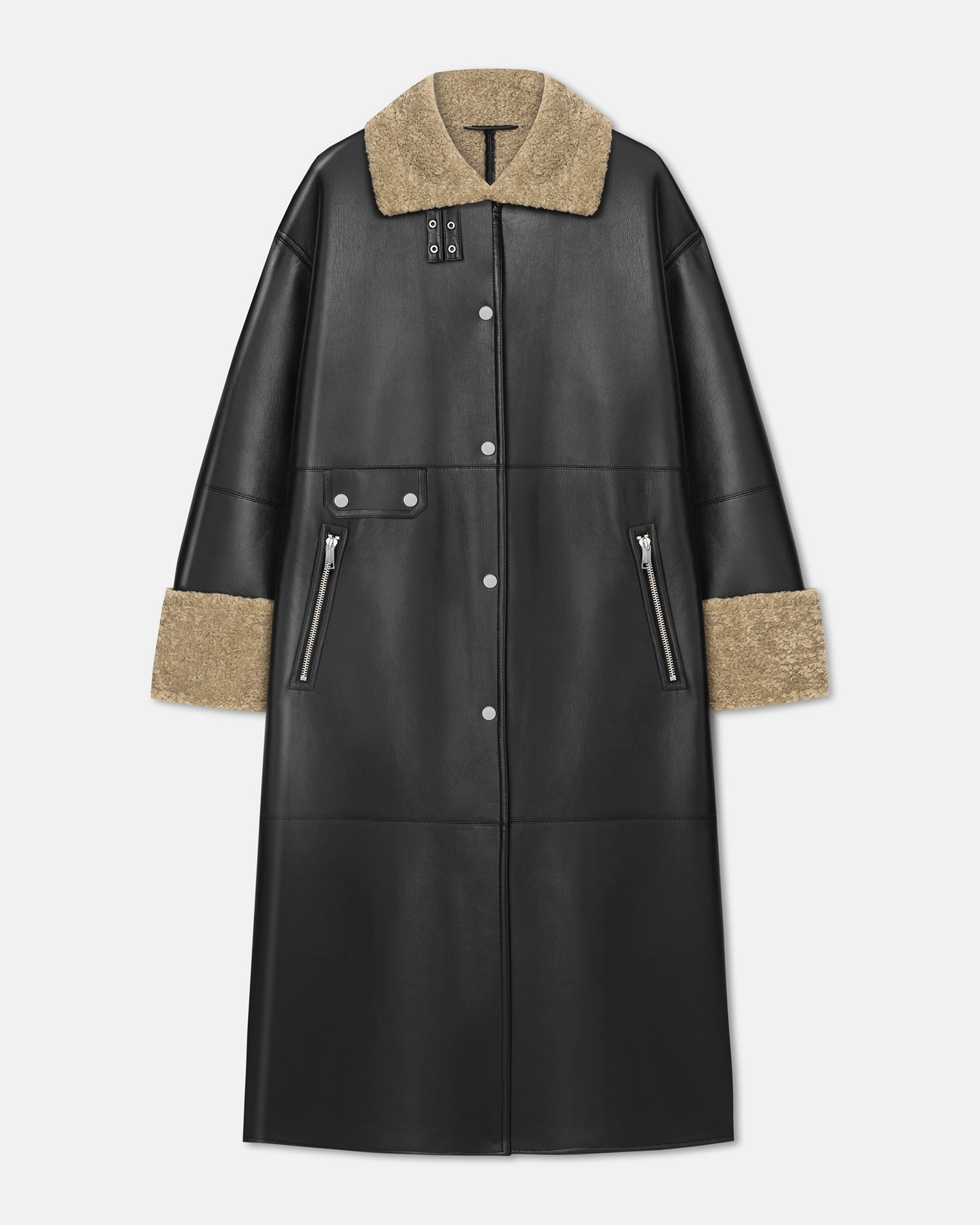 Liesel - Bonded Shearling Coat - Cornstalk/Black – Nanushka