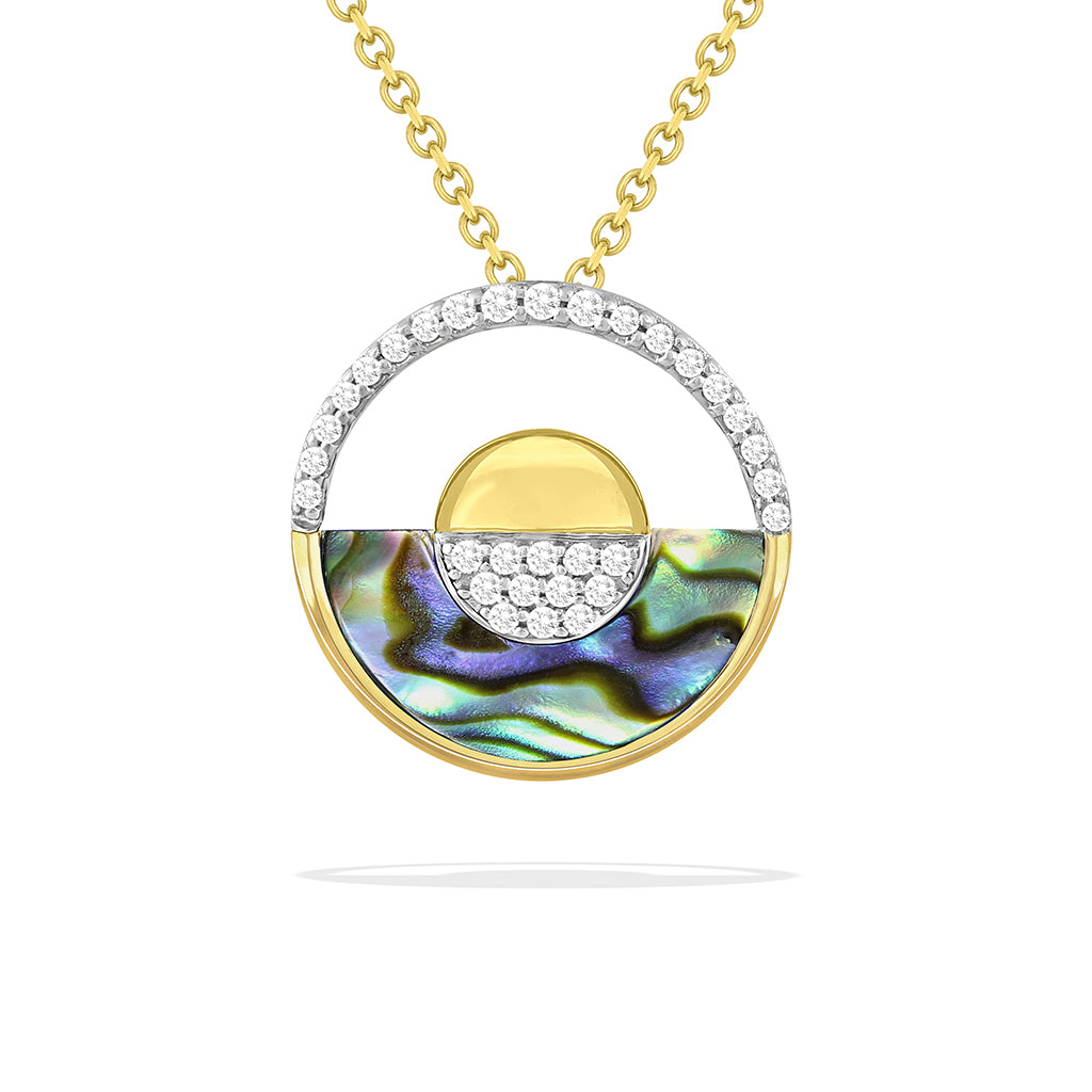 Horizon Pendant – Abalone & Diamonds – Na Hoku