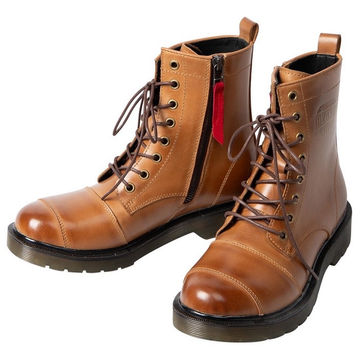 HS-B8A レディースシフトガード付レザーZIPブーツ ライトブラウン