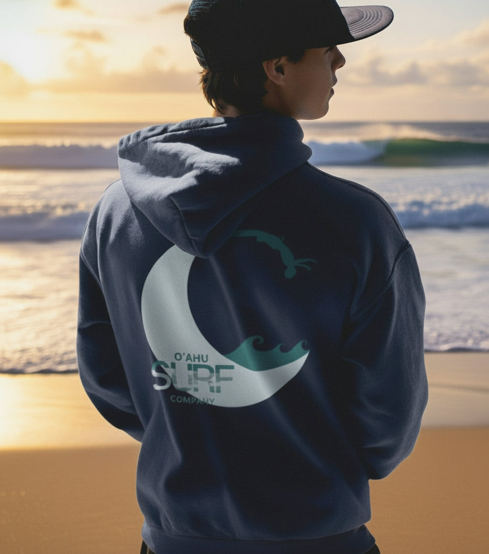 Backflip Off the Moon Cliff Dive Men's Surfer Hoodie - Oahu Surf