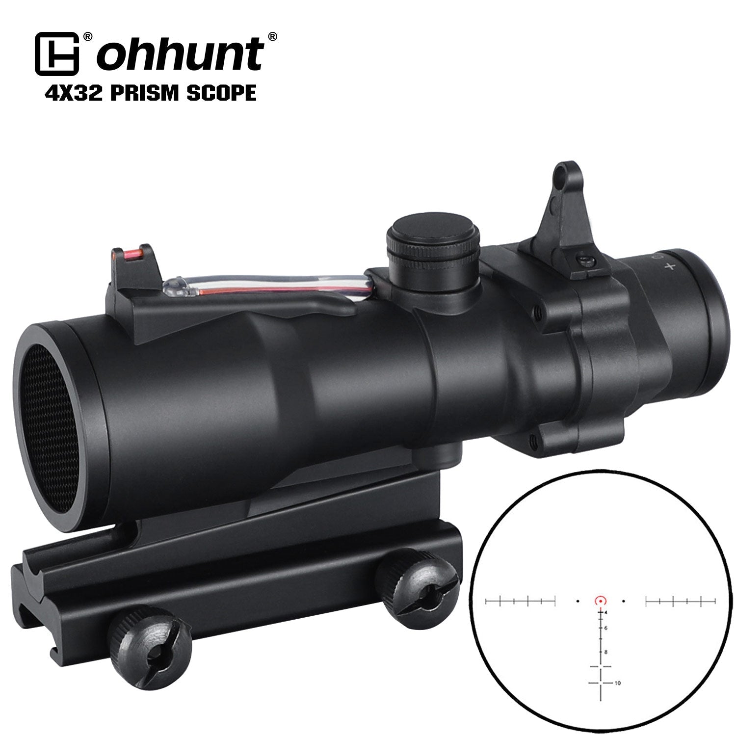 ohhunt® 4X32 プリズム スコープ レッド オプティック ファイバー