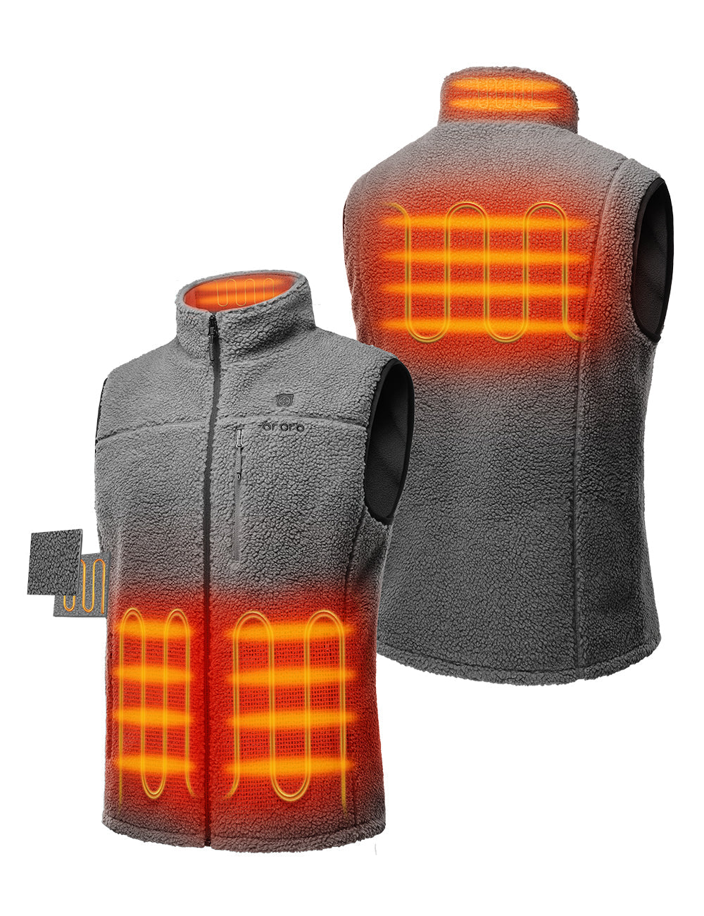 Open-box) Men's Heated Recycled Fleece Vest - Gray (Battery Set