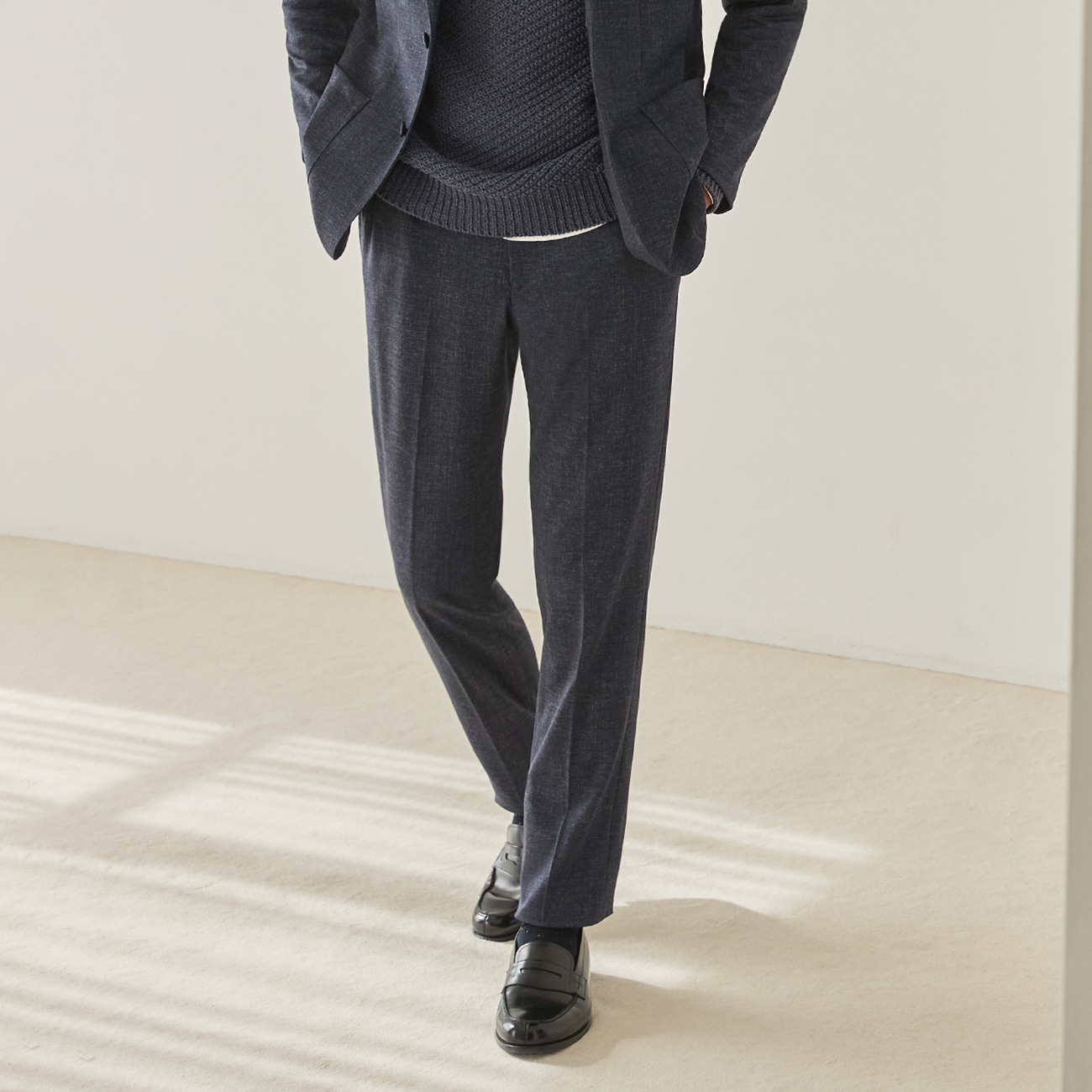 THE THIRD SUITSスラックス デニム調 裾上げ済み|O47_4HM5R19S