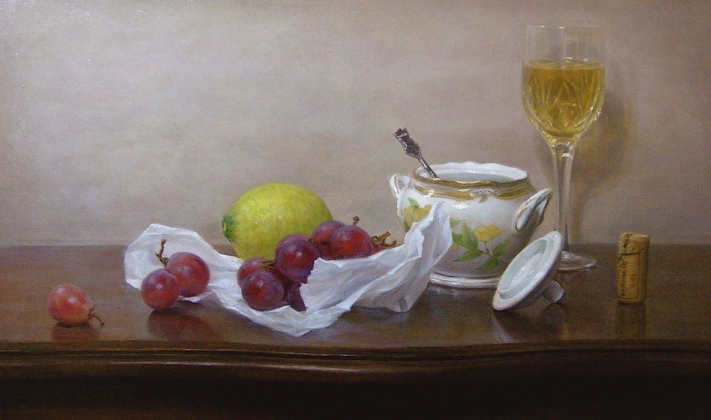 葡萄と砂糖壷のある静物 M8号 ｜ 【福井欧夏 公式HP】 写実絵画