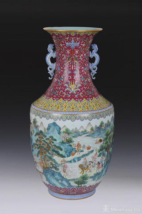 景徳鎮製】景徳鎮の伝統 中国の名窯 乾隆年製 錦宮廷女官図 極薄胎 大