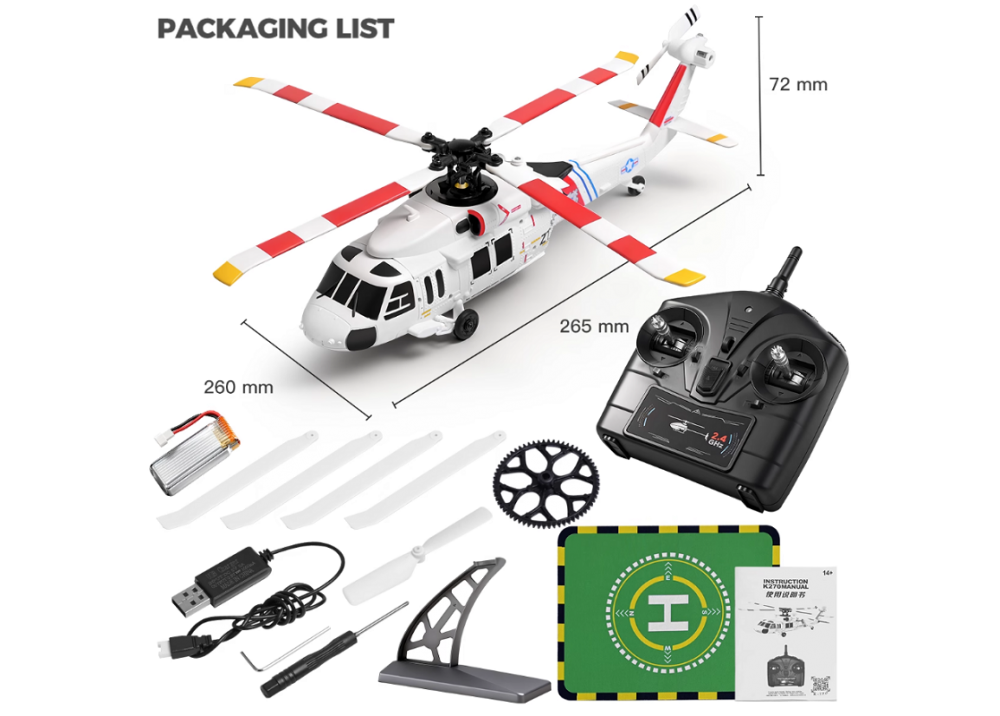 XK AS350 K123 6CH ブラシレス 3D6G システム RC ヘリコブター RTF 2.4GHz