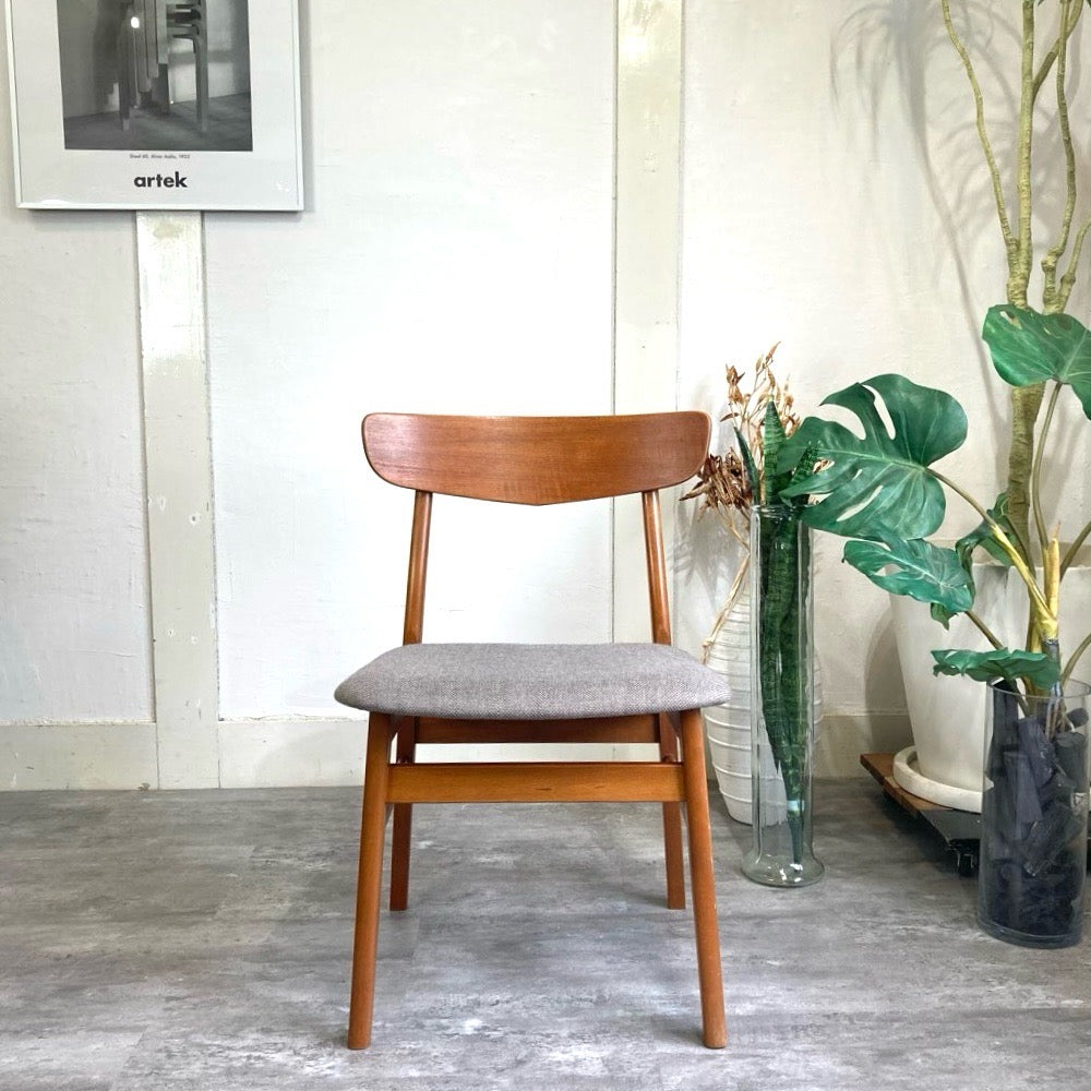 チーク材 ビーチ材 サイドチェア ダイニングチェア グレー 北欧