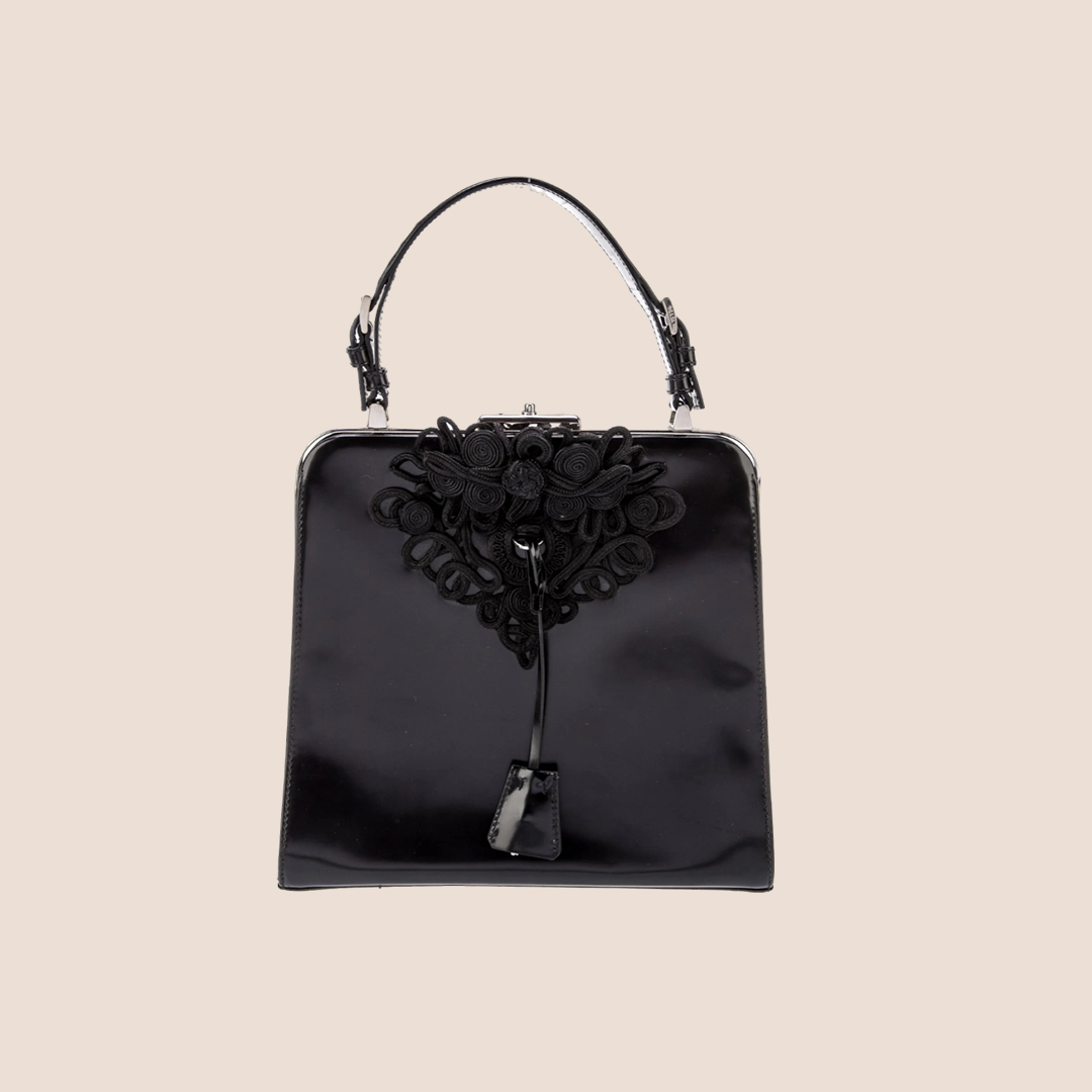 PRADA BLACK SPAZOLATTO PASSAMANERIA HANDLE BAG – RDB