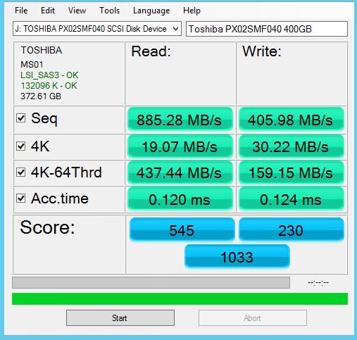 Toshiba PX02SMF040 400GB SSD SAS3 - Quick Benchmarks